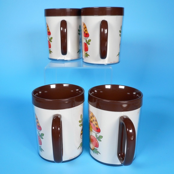 4 VTG 70s Thermo Serv Merry Mushroom Cups Mugs Set Sears w box & pamphlet - Picture 4 of 16